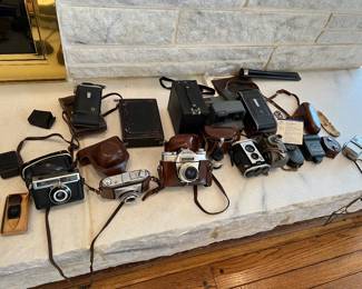 Variety of vintage cameras
