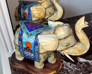 Antique bone Chinese carved elephants