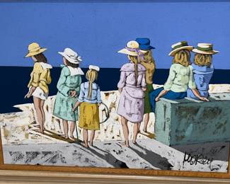 Girls at the beach artwork
