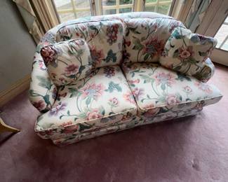 Vintage floral upholstered loveseat