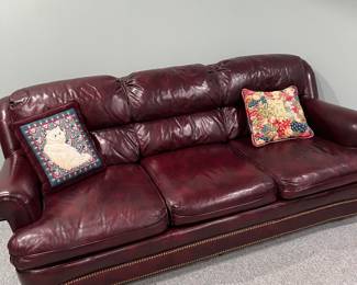 Hancock & Moore burgundy leather sofa