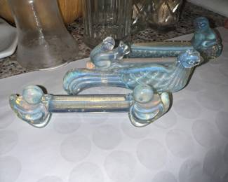 Vintage Sabina France opalescent art Zola’s knife rests
