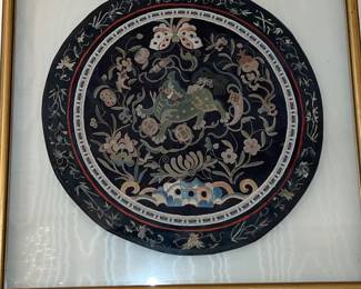Antique circular Chinese silk embroidery
