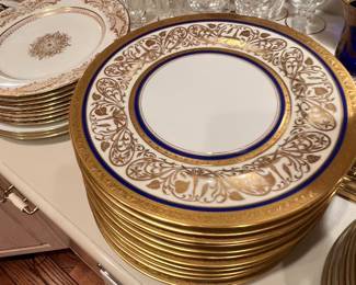 Heavily gilded vintage porcelain dinner plates