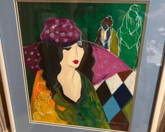 Itzchak Tarkay, Erika in a Hat serigraph