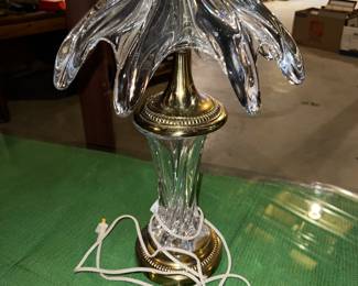Vintage MCM French Cofrac Art Verrier crystal and brass lamp