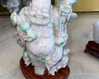 Hand carved jade sculpture of the Laughing Buddha
