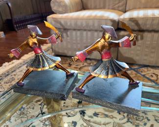 Art Deco "Slashing Samurai" bookends