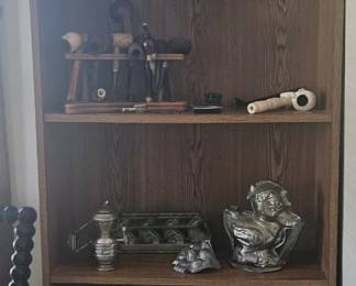 pipe collection including corn cob, meerschaum pipes and humidors