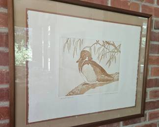 Signed limited edition wood block print "Wood Duck" by Nancy Leslie