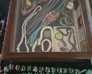 jewelry - red coral, ostrich eggshell, turquoise and other materials