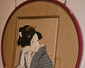 Vintage Japanese Oshie art piece
