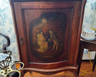 Antique Decoupage Sheet Music Cabinet with Mirror