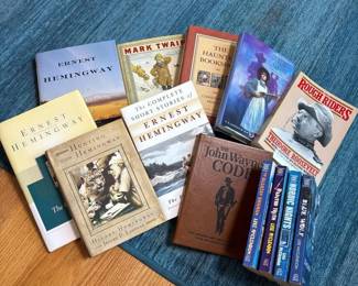 067 mixedlotofbookshemingwaytwainroose