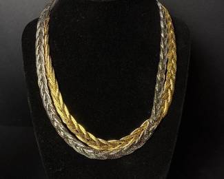 310 braidedsilverandgoldtonenecklaces