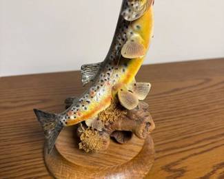295 troutfishfigurineonwoodbase