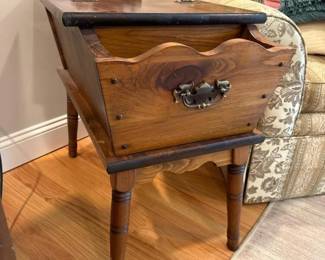 217 vintagewoodencoalscuttlewithbrassh