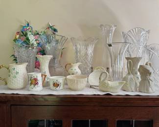 Belleek, crystal glasses