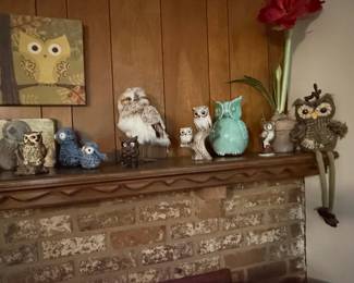 Collection of Vintage Owl Figurines and Decorative Items