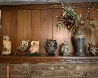 Collection of Vintage Ceramic and Mixed Media Owl Figurines