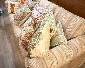 Vintage Striped Sofa with Decorative Pillows