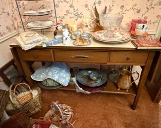 Vintage MidCentury Modern Side Table with Assorted Housewares