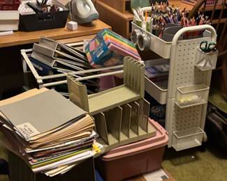 Vintage Desk Organizer and Art or Craft Supply Lot