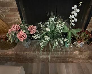 Assorted Artificial Floral Arrangements Pink Hydrangeas, White Orchids, and Red or Green DriedLook Flowers