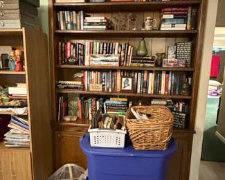 Vintage Mid Century Solid Oak Wood Library Book Shelves