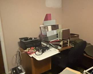 Vintage Office Desk with Paper Shredder