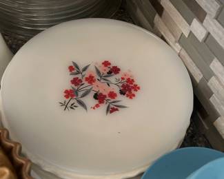 Milk glass plates