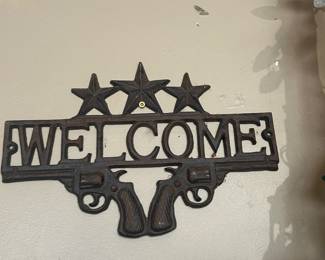Metal welcome sign