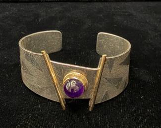 Sterling & 14K Gold With Amethyst Center Stone