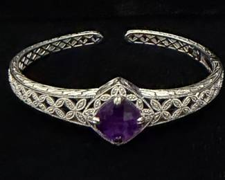 Sterling Silver With Amethyst Center Stone