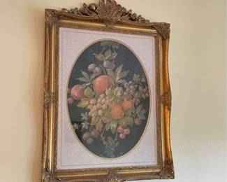 Framed still life fruit tapestry $100