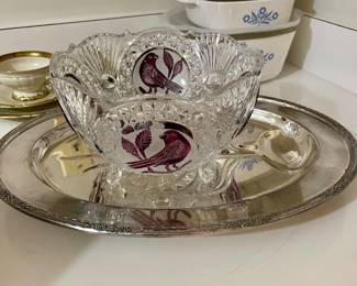 Crystal pedestal bowl $15