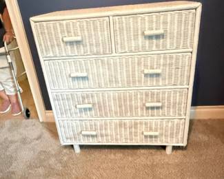 Henry Link White Wicker FiveDrawer Chest