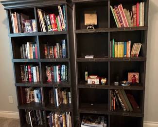 Pottery Barn Library Bookcases with Label Holders