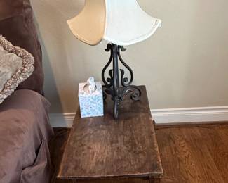 Rustic Wrought Iron Scroll Accent Table Lamp