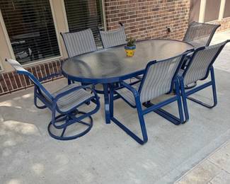 Piece Patio Dining Set with Swivel Chairs