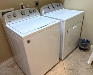 Whirlpool WTWDW Top Load Washer and WEDSTBW Electric Dryer Set