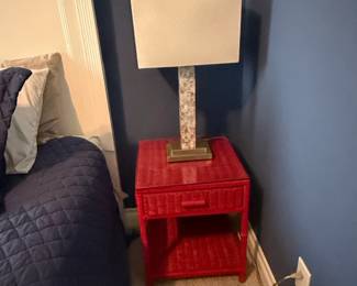 Karl Springer Style Red Cobra Skin Nightstand