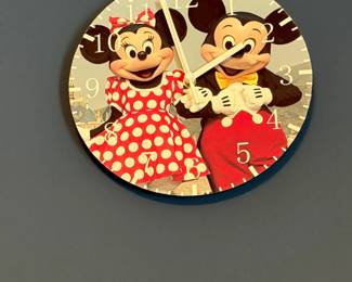 Disney Mickey and Minnie Mouse Wall Clock with Castle Backdrop