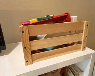 Wooden Storage Crate with Assorted Toys