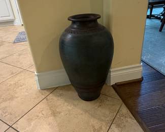 Large Black Ceramic Amphora Vase