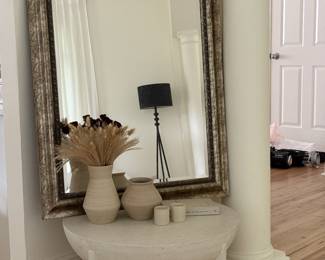 Table, mirror and decor