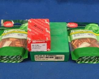 Lot 216. RCBS FL Die Set for a .30-06 Springfield and approx. 300 30 Cal bullets