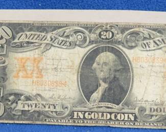 Lot 162. $20 Gold Certificate Series 1922 SN H6030839 signed by Harley V. Speelman (Register of the Treasury) and Frank White (Treasurer of the United. States). Gold certificates like this one were issued by the U.S. government between 1863 and 1933, representing ownership of actual gold coin at the. time’s fixed rate. They were legal tender and could be redeemed for gold until the U.S. suspended gold redemption in 1933