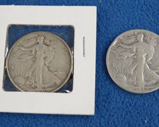 Lot 69. Two Walking Liberty Half Dollars: 1940 S and 1942 D