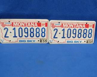 Lot 172. Matching pair of Montana license plates from 1985